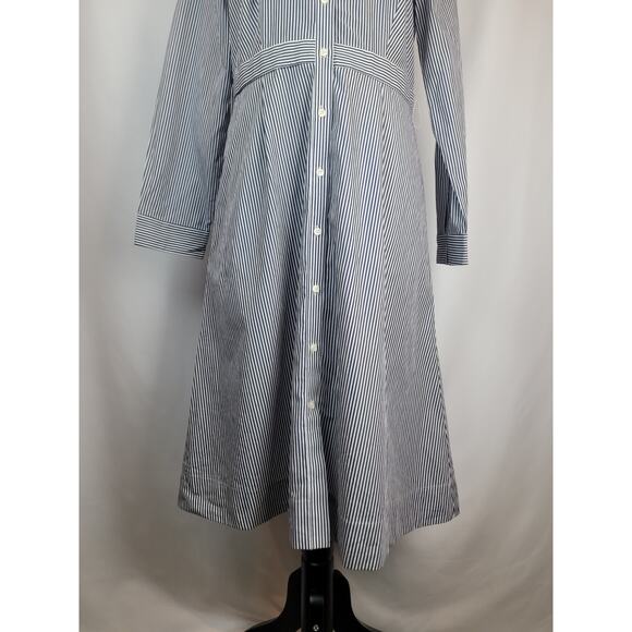 J. Crew NWT Women's Long Sleeve Shirt Dress Blue/White Stripe Poplin Size 10 - Picture 3 of 10
